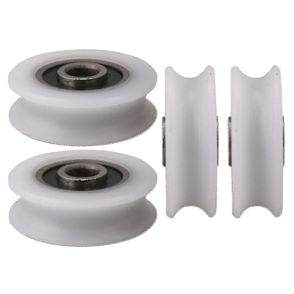 4 st Vita Innerdiameter 4mm U-spår Nylon Hjul För Skjutdörr