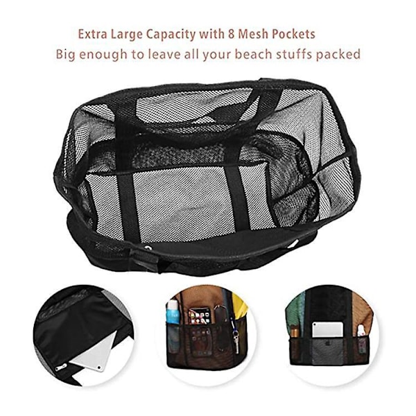 42*38*20cm Ekstra Stor Mesh Strandtaske Til Vandlegetøj Foldbar