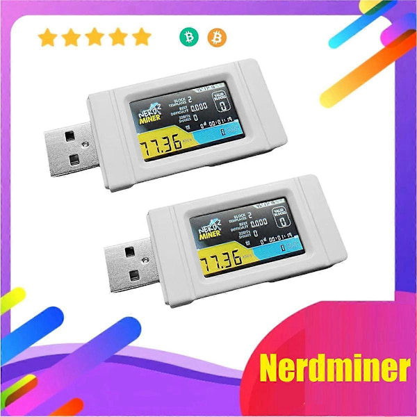 2 stk. Nerdminer USB Miner 77KH/S BTC Solo Lotteri Mining Miner