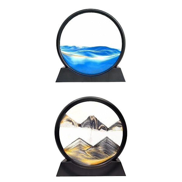 2 Delar Rörlig Sand Konst Bild 3D Dynamisk Djuphavs Sand-landskap--