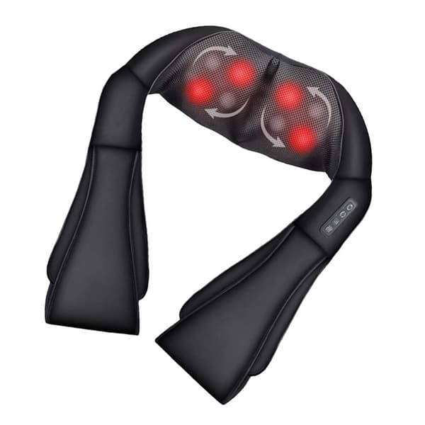 Elektrisk nack- och axelmassager U-formad minskar stelhet värmande ryggmassagekudde svart