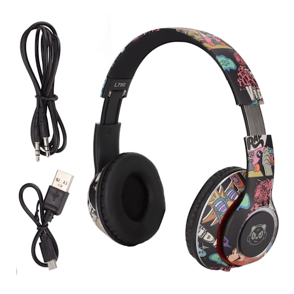 Bluetooth Headset HiFi Stabilt 20Hz til 20KHz Lavere strøm LED trådløst spillhodesett med fargerike lys svart