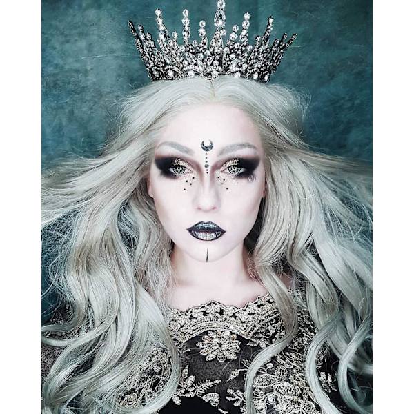 Mørk Gotisk Rhinestone Dronningkrone - Elegant Hodeplagg for Bryllup, Cosplay og Ball