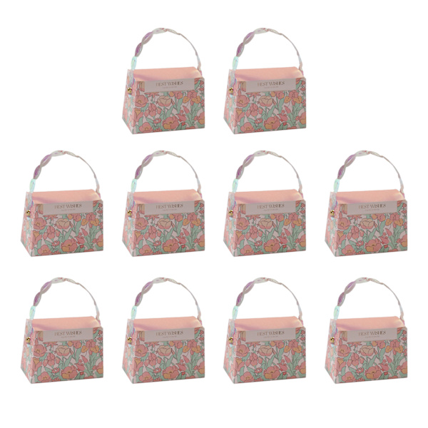 10 stk. Bryllups slikæske Rose mønster gavepose håndholdt bryllup slik gaveæske Pink 5x10x7.5cm/2.0x3.9x3.0in