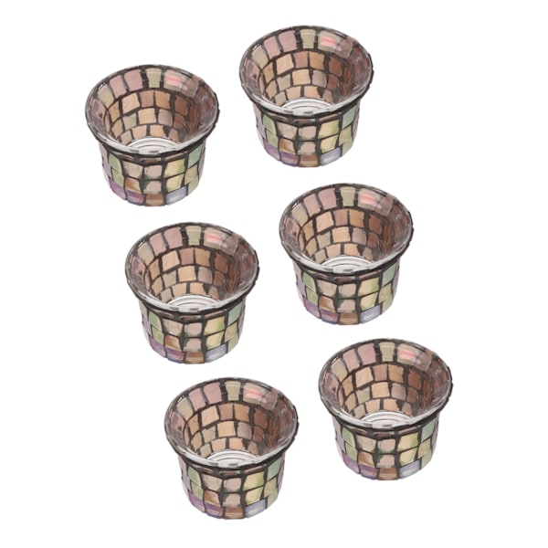 6 st mosaik värmeljushållare massivt glas ljusstake blomkruka för bröllop Meditation Brun