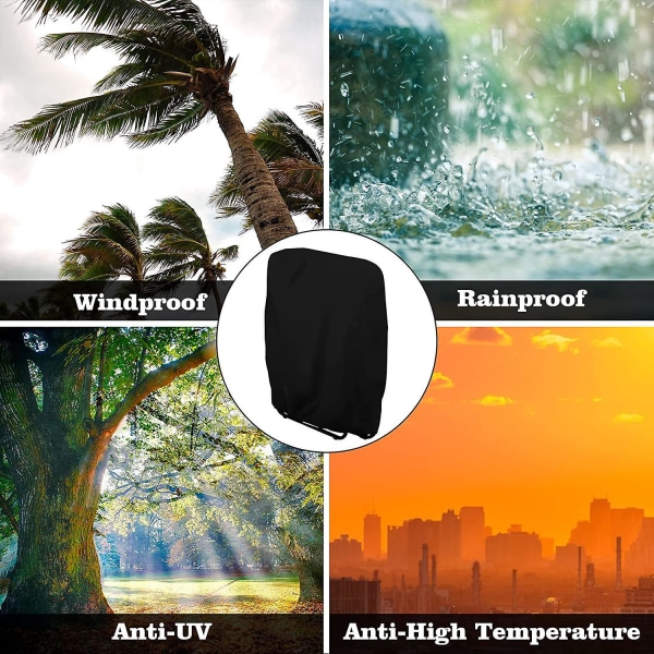 Svart 2-pack set cover för solstolar med bärväska - vindtät, anti-UV och vattentät trädgårdsstolsöverdrag - 94*34*96 cm