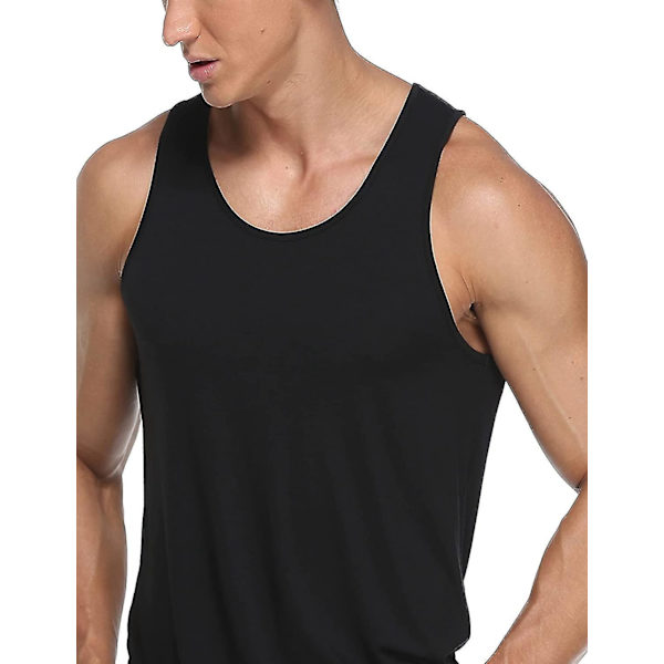 Bambus Rayon Mænds Strækbare Tanktoppe Rundhals XXL 3-pak Sort