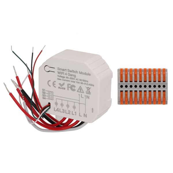 Smart Switch-modul 4 kanaler 2,4 GHz WiFi fjärrkontroll timingkontroll 90-250V AC