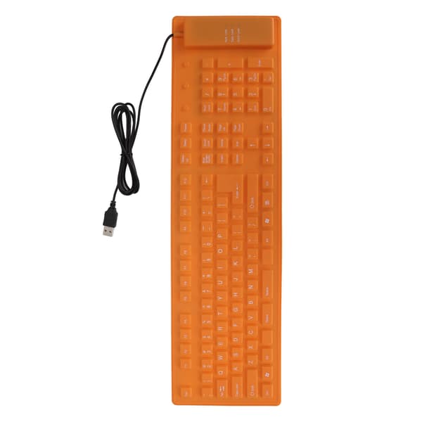 Vikbart silikontangentbord 108 tangenter Silikon Vikbart USB-anslutet Vattentätt Tyst Tangentbord Fullt förseglat Vikbart Tangentbord Orange