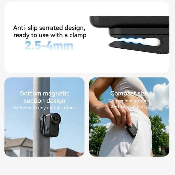 TELESIN Magnetic Quick Release Cap Hat Clip Mount Adjustable Angle for DJI OSMO Nano Action Camera Accessories Black