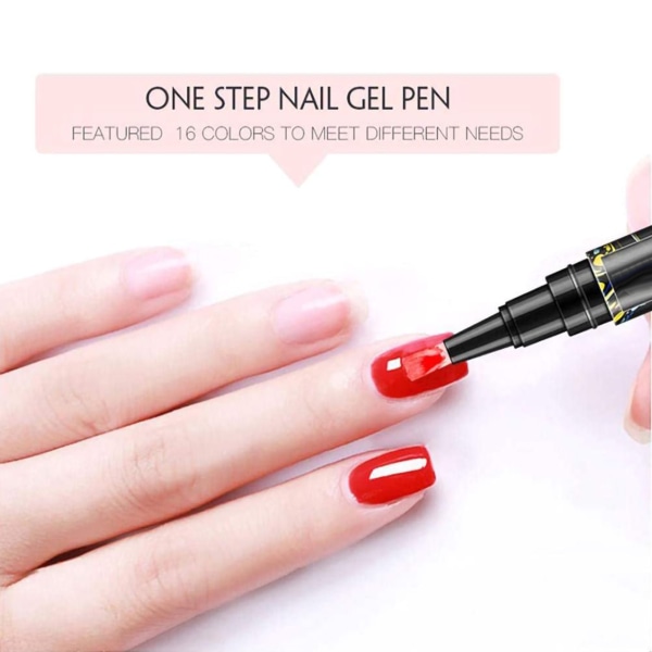 Semipermanenta Nagellackspennor - Set med 5, 3-i-1 Nagelgelpennor