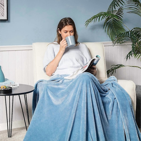 Uusia tuotteita vuonna 2025, sininen fleece-ruutuhuopa 150x200 cm - pehmeä ja lämmin sängynpeitto, ruudullinen flanellinen sohvapeitto
