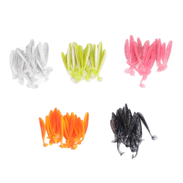 100 stk myke fiske lokker naturtro paddle hale fluorescerende refleksjon gummi swimbaits for fisker