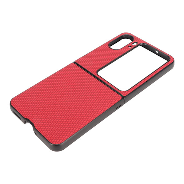 Carbon Fiber Texture Folding Telefon Case Mobiltelefon Cover för Oppo Find N2 Flip Red