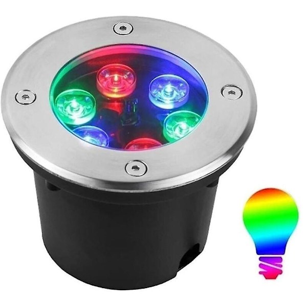 Udendørs forsænket LED spotlight, RGB poollys IP68 vandtæt RF fjernbetjening rustfrit stål underjordisk lys til have dam pool dæk (Str.