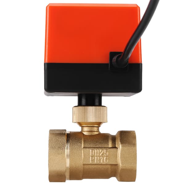 AC 220V Messing Elektrisk Motoriseret Kuglehane 2 Vejs 3-Ledet 1.6Mpa Gevind DN25