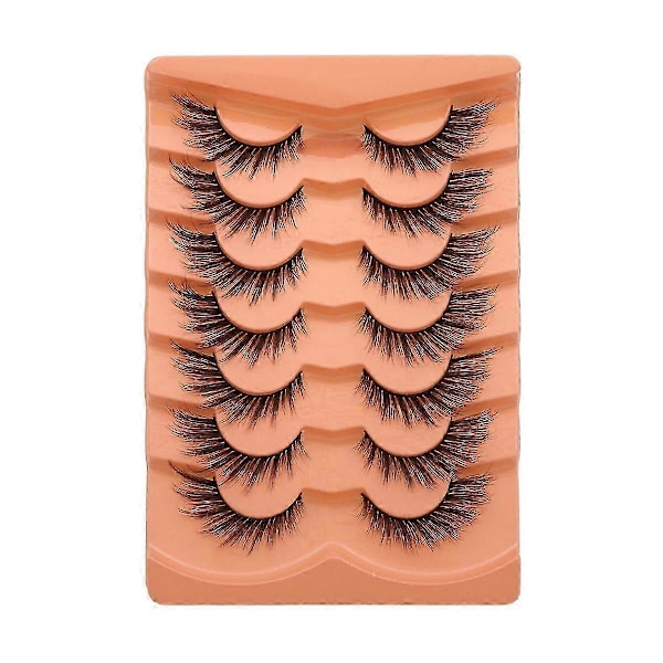 3DMAO-08 7 Par Øyevipper Usynlig Bånd Fe-vipper Extension Naturlige Løse Øyevipper 3D Wispy F