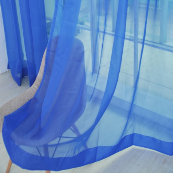 Sheer Rod Pocket vinduesgardin Soveværelse Balkon Drapering Gardin vinduesbehandling (mørkeblå)