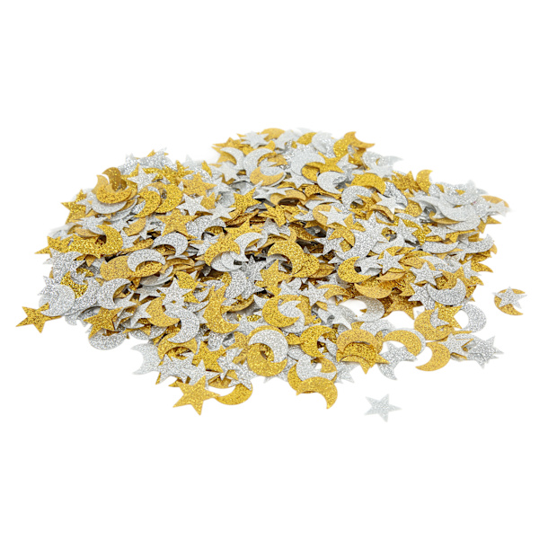 2 poser med Flash Moon og Star Confetti håndlaget plaststjerne Moon Confetti enkel sjenerøs fargekonfetti for fest