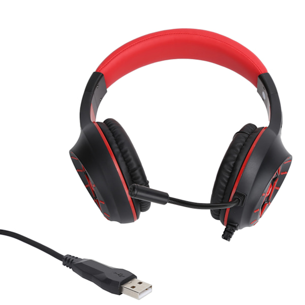 Trådbundet spelheadset Stereo Over Ear-hörlurar med volymjustering för PS4-dator