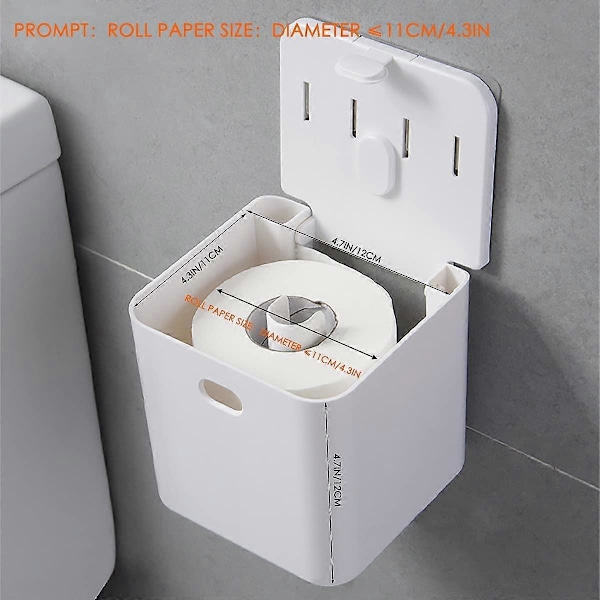 Hvid 2 stk. Toiletpapirholder, vægmonteret toiletpapirholder, papirdispensere og rulleholdere, vandtæt/støvtæt - til badeværelse/toilet