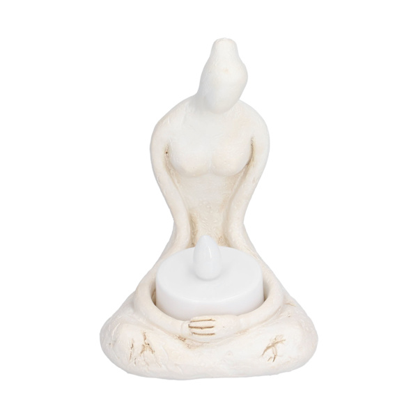 Ljusstake Yoga Resin Meditationsskulptur med elektroniskt ljus för hemmakontorsdekoration PrydnadSCS‑ RC007‑B2