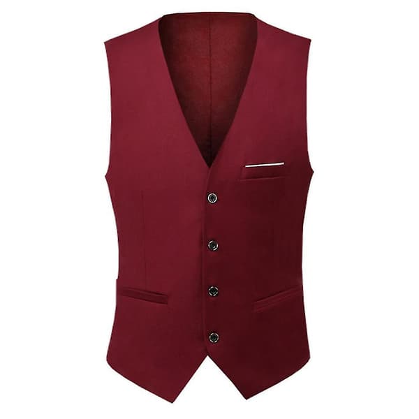Slim Fit V-hals Business Vest til Mænd 2XL Rød