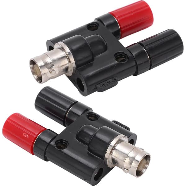 2 stk. BNC-hunstik til dobbelt bananstik 4 mm RF koaksial splitteradapter