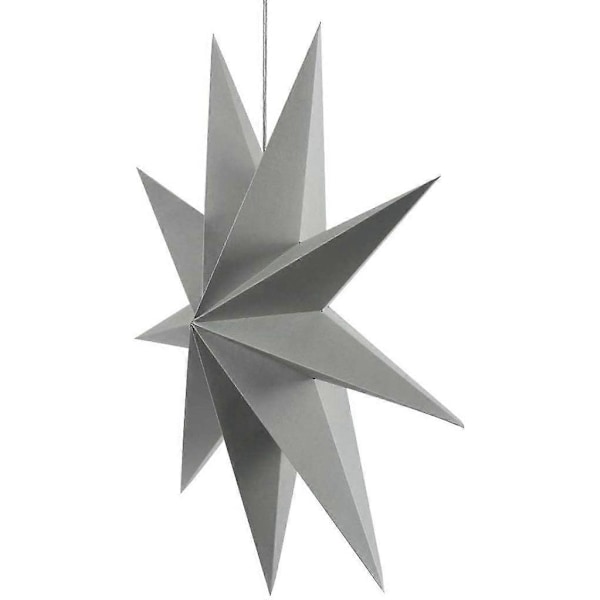 60 cm Pappersstjärna Dekorationsset med 3 Vikbara Stjärnor Nonagon Julstjärna Dekoration (Svart & Vit & Grå)