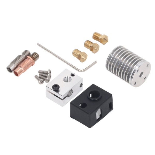 3D-skriver Hotend-sett 0,4 mm messingdyse aluminiumsvarmeblokk bimetallisk hals Hot End-deler for V6