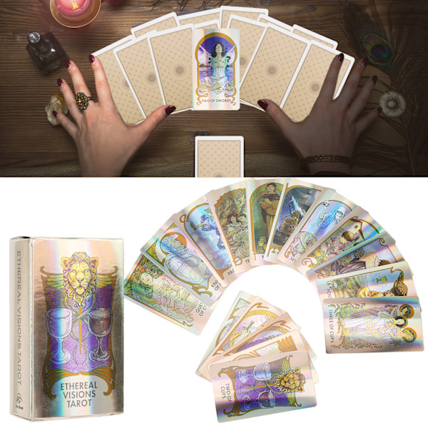 Tarotkort Dæk Holografisk Engelsk Ethereal Visions Tarot Skæbne Divination Brætspil Ethereal Visions Tarot