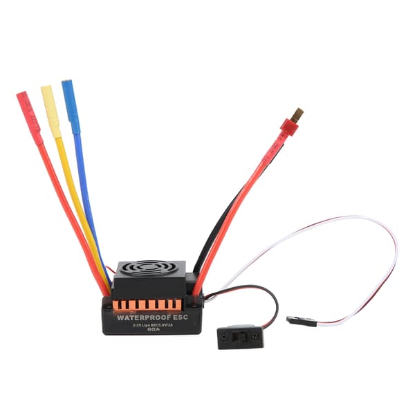 RC ESC 60A vanntett elektronisk hastighetskontroller tilbehørsdeler for 1/10 RC bilmodell Oransje