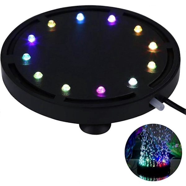 12 Multicolor RGB LED Akvarium Undervands Boble Lys Nat Hav/Multicolor Akvarium Luftsten Disk, Rund Akvarie Bobler med Auto Farveskift