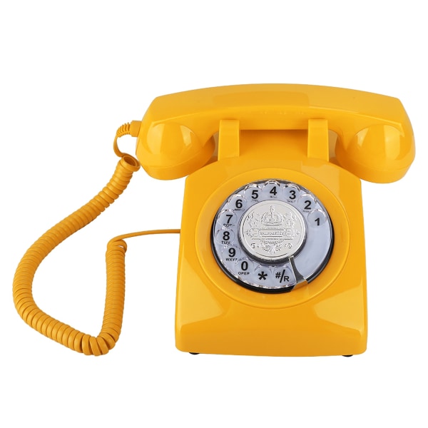 Retro Rotary Dial Puhelin Vintage Lankapuhelin Pöytäpuhelin (keltainen)