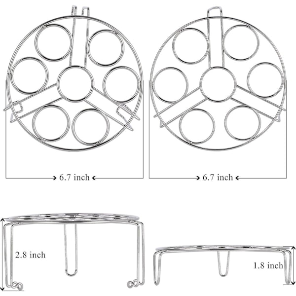 Stackbar Stapelbar Äggkokare i Rostfritt Stål - Passar 5, 6, 8 Qt Instant Pot - 2-pack Multifunktionell Trivet