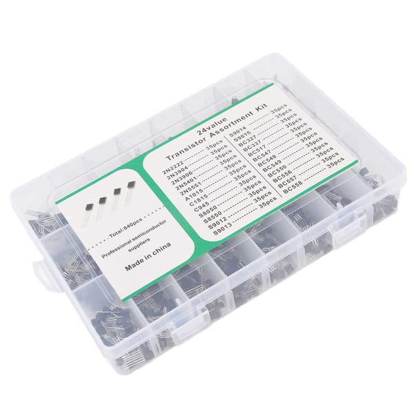 840 st BC337 BC549 A1015 Transistor Diod Triod 24 Värde NPN PNP Effekt Allmänt Transistor Sortimentssats