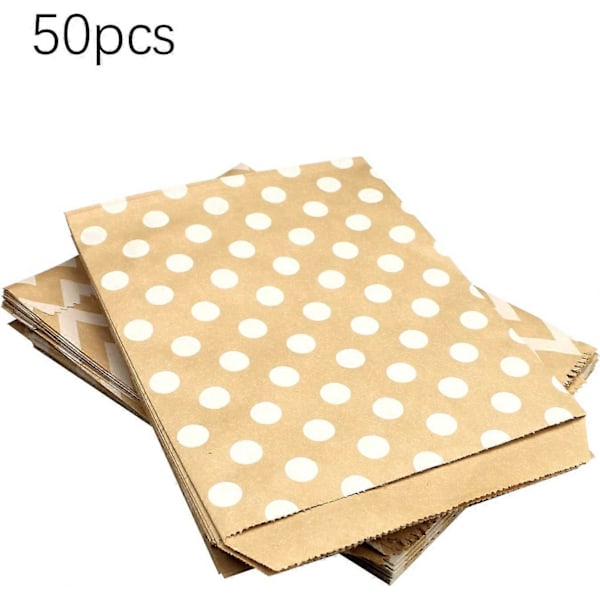 50 stk. Kraft Papir Madposer, Kraft Papirposer cookie poser gaveposer Slikposer til Bryllup, Fødselsdag, Fest, Jubilæum, Halloween, Jul osv.