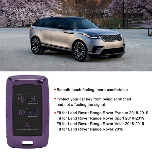 Kolfiber-stil bil smart nyckel fob fodral skydd passform för Land Rover Range RoverLila