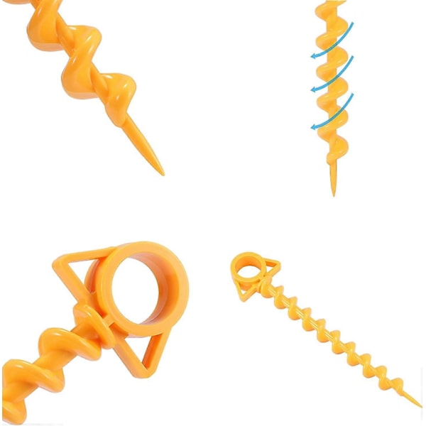 Spiral Teltplugger Sardin Teltplugg Slitesterk Spiral Teltplugg Plast Teltplugger 30cm for Telt, Trampoliner, Kjæledyr, med Rør, 4 Stykker