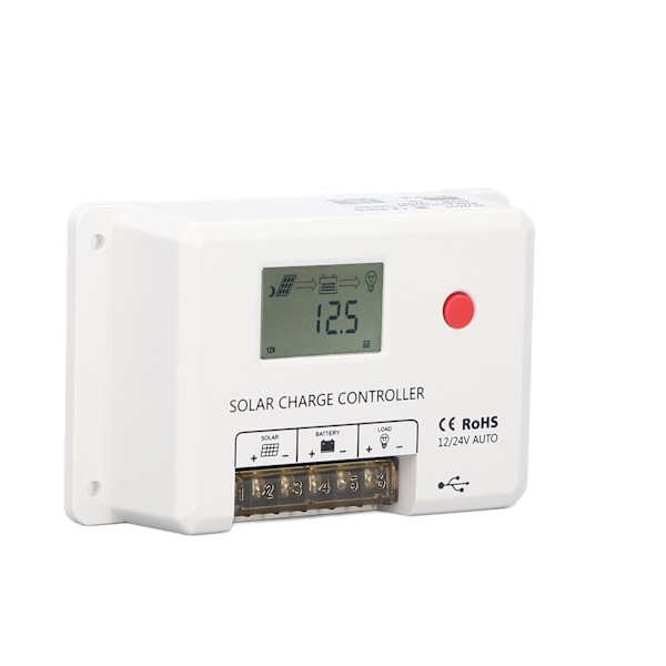 PWM-aurinkolataussäädin 10A IP32-suoja LCD-näyttö 12V/24V automaattinen tunnistus matkailuautoille tukiasemille