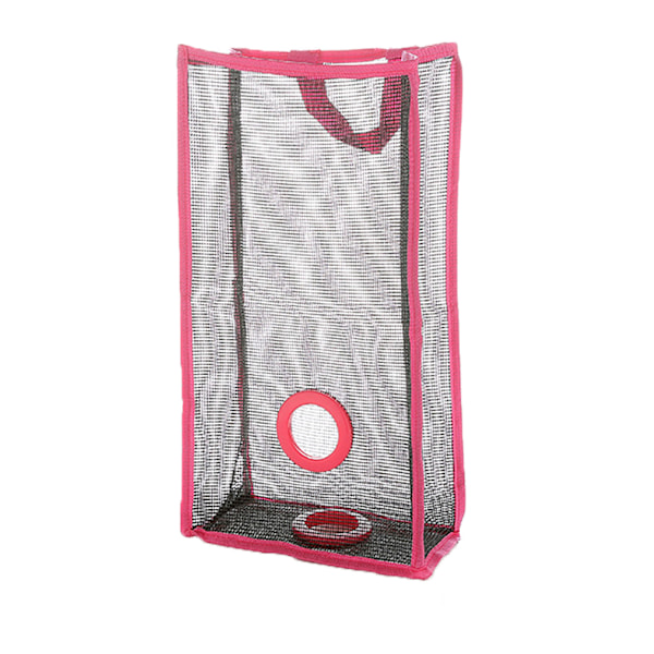 Hanging Reusable Storage Mesh Bag Vegetable Bag for Fruit Garlics Garbage(Rose Red L)