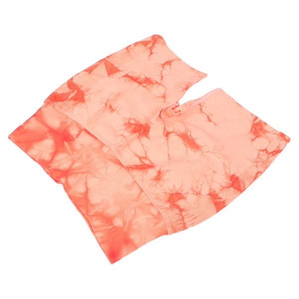 Kvinnors yogashorts med hög midja, snabbtorkande, höftlyftande, tie dye-träningsshorts, orange rosa L