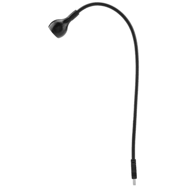 1W Lang Fleksibel Hals Bærbar USB LED-lys Natlæselampe (Sort+Varm Hvid)
