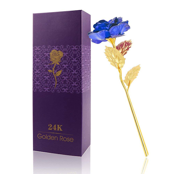 24K forgyldt rose dekorativ ikke-visnet rose romantisk kunstig blomst