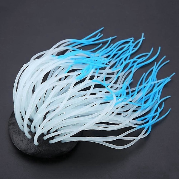 Akvarium Ornament, Simulation Kunstig Silikone Søanemone Lysende Søanemone Koraldekoration til Akvarium Ferskvand Saltvand (Blå)