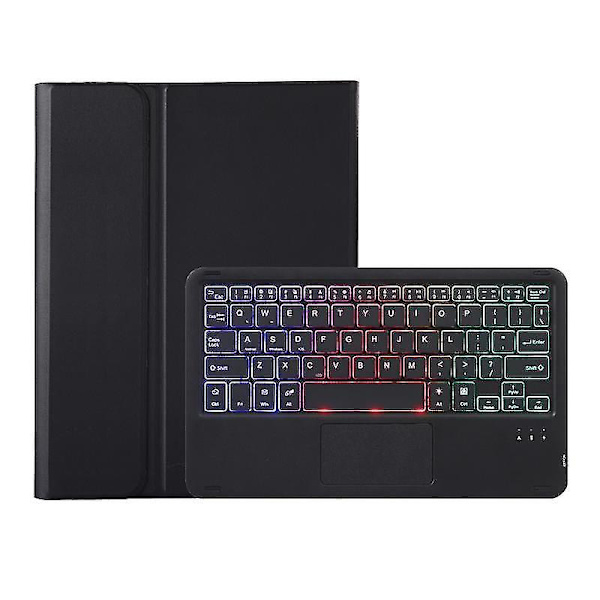 Samsung Galaxy Tab S6 Lite A610b-as Lærtablettveske med lammeskinnsstruktur og bakgrunnsbelyst Bluetooth-tastatur