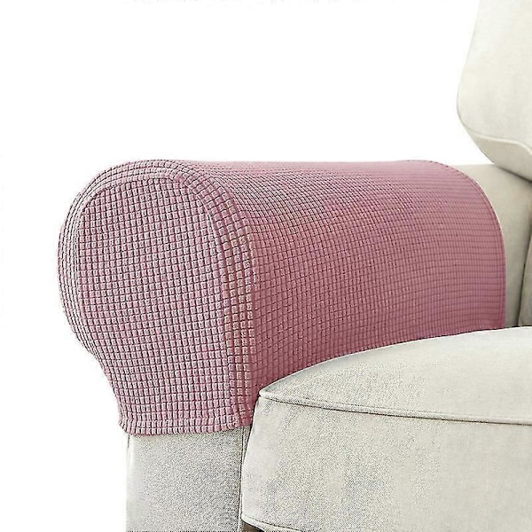 2 stk. Stræk Armlænsbetræk Spandex Jacquard Armbetræk Blødt og Elastisk Beskyttelse til Stole Sofa Lænestol Betræk Recliner Sofa Pink