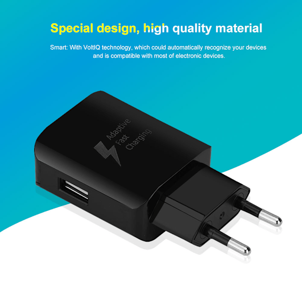 Universal QC2.0 USB-oplader EU 100-240V stik 15W hurtigoplader vægoplader til telefon (sort)