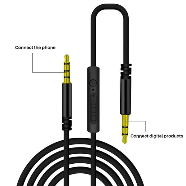 Lydkabel 3,5 mm han til han lyd Aux-kabel med mikrofon til telefonhovedtelefonbil