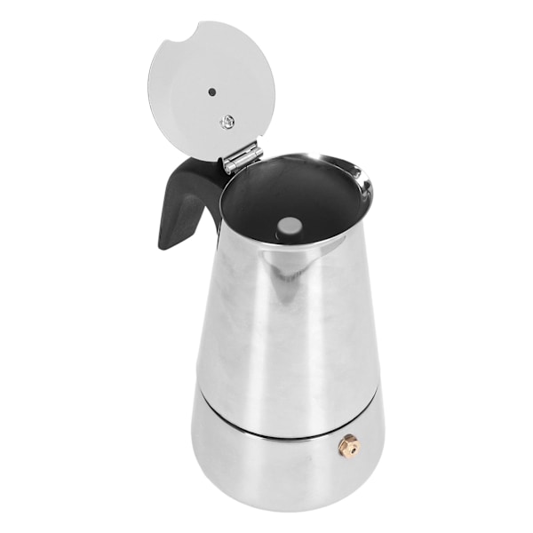 Moka Pot i fødevaregodkendt rustfrit stål til komfur, italiensk kaffemaskine til hjemmet, rejser og kontoret (304) nr. 4, 200 ml